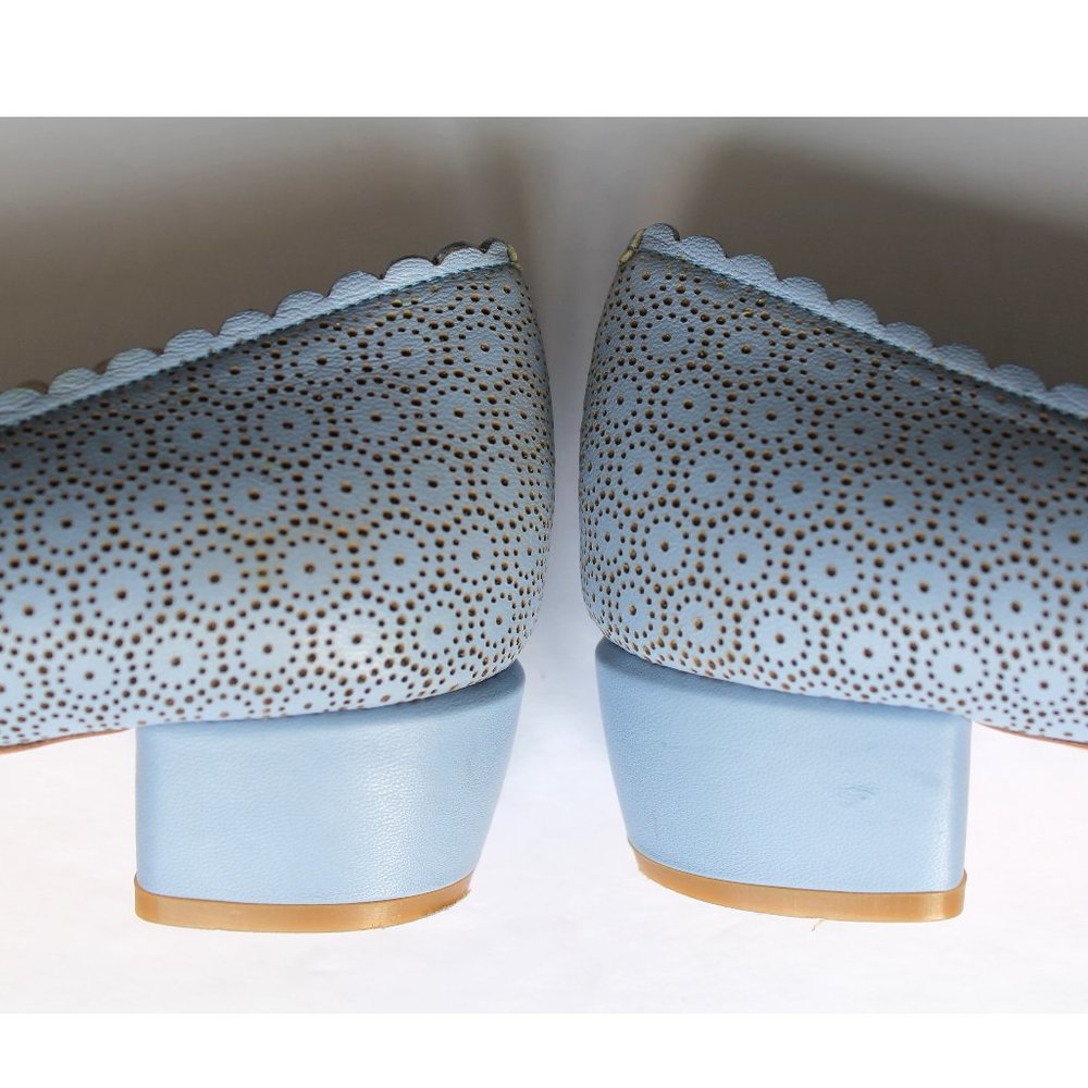 Salvatore Ferragamo Vara Bow Leather Pump Heel / Size 7.5B / Fleur Bleu Napa - Picture 10 of 14
